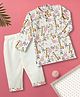 Desi Soota Cotton Woven Full Sleeves Giraffe Printed Kurta & Pyjama Set - White