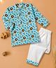 Desi Soota Cotton Woven Full Sleeves Lion & Giraffe Printed Kurta Pyjama Set - Blue