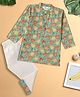 Desi Soota Cotton Woven Full Sleeves Baby Animals Printed Kurta Pyjama Set - Olive Green