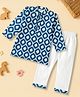 Desi Soota Cotton Woven Full Sleeves Ikat Printed Kurta & Pyjama Set - Blue