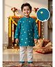 Desi Soota Cotton Woven Full Sleeves Stars Printed Kurta & Pyjama Set - Teal Blue