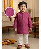 Desi Soota Cotton Woven Full Sleeves Geometric Floral Pinted Kurta & Pyjama Set - Purple