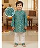 Desi Soota Cotton Woven Full Sleeves Floral Pinted Kurta & Pyjama Set - Teal Blue