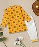 Desi Soota Cotton Woven Full Sleeves Floral Pinted Kurta & Pyjama Set - Golden