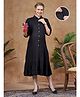 Lovely Mom's Rayon Woven Three Fourth Sleeves Solid Maternity Dress With Nursing Access - Black