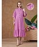 Lovely Mom's Rayon Woven Three Fourth Sleeves Solid Maternity Dress With Nursing Access - Lavender