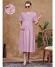 Lovely Mom's Rayon Woven Half Sleeves Solid Maternity Dress With Side Zipper Nursing Access - Baby Pink