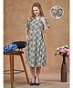 Lovely Mom's Rayon Woven Half Sleeves Abstract Printed Maternity Dress With Side Zipper Nursing Access - Light Grey