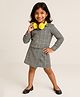 Tales & Stories Cotton Woven  Full Sleeves Checked Shirt Style Top & Skort Set - Black