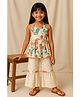 Tales & Stories Viscose Woven Sleeveless Floral Printed Kurti & Sharara Set - Multicolor