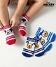 Cute Walk by Babyhug Disney  Knitted Ankle Length Anti Bacterial Socks With Mickey Mouse and Friends Graphic Pack of 3 - Red & Blue