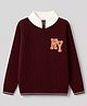 Arias Knit Full Sleeves Pullover Sweater with Patch Detailing - Maroon