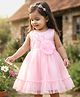 Babyhug Woven Sleeveless Party Dress With Floral Corsage - Pink