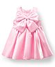 Babyhug Woven Sleeveless Party Dress with Bow Applique - Light Pink