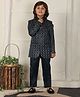 P-MARK Cotton Woven Full Sleeves Abstract Embroidered Sequins Embellished Jodhpuri Kurta Pant Set - Firozi