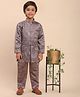 P-MARK Satin Woven Full Sleeves Floral Embroidered Sequins Embellished Jodhpuri Coat & Pant Set - Mauve
