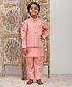 P-MARK Silk Woven Full Sleeves Ethnic Embroidered Sequins Embellished  Kurta & Pant With Coordinating Jacket Set - Pink