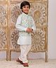 P-MARK Silk Woven Full Sleeves Geometric Printed Kurta & Pant With Jacket Set - Green
