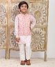 P-MARK Silk Woven Full Sleeves Geometric Printed Kurta & Pant With Jacket Set - Maroon