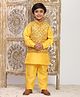 P-MARK Silk Woven Full Sleeves Solid Kurta & Pant With Ethnic Embroidered Sequins Embellished Jacket Set - Yellow