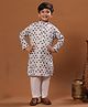 P-MARK Cotton Woven Full Sleeves Leaves Printed Kurta & Pyjama Set - Blue