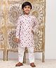 P-MARK Cotton Woven Full Sleeves Leaves Printed Kurta & Pyjama Set - Lavender