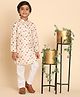 P-MARK Heavy Cotton Woven Full Sleeves Floral Printed Kurta Pyjama Set - Mustard