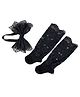 Tipy Tipy Tap Floral Lace Embellished Socks With Headband Set - Black