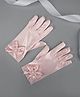 Tipy Tipy Tap Satin Bow Applique Detailed Gloves - Pink
