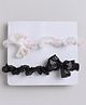 Tipy Tipy Tap Set Of 2 Bow Applique Detailed & Pearls Embellished Headbands - Black & White