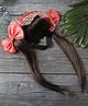Tipy Tipy Tap Bow Applique Detailed & Lace Embellished Headband With Attached Fringe Wig - Pink