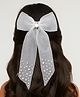 Tipy Tipy Tap Bow Applique Detailed Pearls Embellished Hair Clip - White