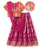 EARTHY TOUCH Single Jersey Knit Half Sleeves Choli Lehenga & Dupatta Set With Floral Foil Print - Pink