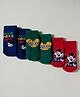 Cute Walk by Babyhug Disney Knit Ankle Length Antibacterial Socks with Mickey Mouse Graphic Pack of 3 - Dark Green Red & Navy Blue