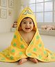 Babyhug Cotton Terry Knit Hooded Towel with Star Print & Dino Embroidery L 73 x B 71 cm - Yellow