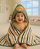 Babyhug Cotton Terry Knit Hooded Towel with Bear Patch Detailing & Stripes L 77 x B 75 cm - Green