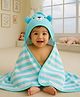 Babyhug Cotton Terry Knit Hooded Towel with Ear Applique Stripes & Embroidery L 75 x B 71 cm - Light Blue