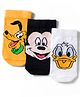 Cute Walk by Babyhug Disney Knit Ankle Length Antibacterial Socks With Mickey Mouse and Friends Graphic Pack of 3 - Yellow & Black