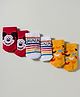 Cute Walk by Babyhug Disney Knit Ankle Length Antibacterial Socks with Mickey Mouse Graphic Pack of 3 - Red Yellow & White