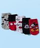 Cute Walk by Babyhug Disney Knit Ankle Length Antibacterial Socks with Mickey Mouse Graphic Pack of 5 - Red Black & White