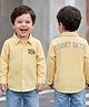 Babyoye 100% Cotton Twill Woven Full Sleeves Solid Dyed Shirt With Beach Theme Embroidery & Print - Yellow