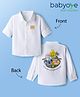 Babyoye 100% Cotton Twill Woven Solid Dyed Full Sleeves Shirt With Tiger Print & Embroidery - White