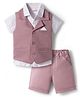 Babyhug Cotton Woven Half Sleeves Solid Color Front-Button Shirt Jacket & Shorts Set - Pink & White