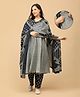 The Mom Store Cotton Knit Three Fourth Puffed Sleeves Ethnic Motif Printed Maternity & Side Zipper Nursing Access Kurti With Pant & Dupatta Set - Multi Colour