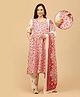 The Mom Store Cotton Knit Three Fourth Puffed Sleeves Floral Printed Maternity & Side Zipper Nursing Access Kurti With Coordinating Pant & Dupatta Set - Multi Colour