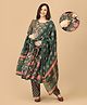 The Mom Store Cotton Knit Three Fourth Sleeves Floral Printed Maternity & Side Zipper Nursing Access Kurta With Pant & Dupatta Set - Multi Colour