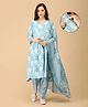 The Mom Store Cotton Knit Three Fourth Sleeves Floral Printed Maternity & Side Zipper Nursing Access Kurta With Pant & Dupatta Set - Multi Colour