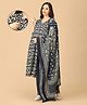 The Mom Store Cotton Knit Three Fourth Sleeves Floral Printed Maternity & Side Zipper Nursing Access Kurta With Pant & Dupatta Set - Multi Colour