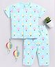 Clt.s Cotton Knit Half Sleeves Hot Ballons Printed Coordinating Night Suit Set - Blue