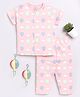 Clt.s Cotton Knit Half Sleeves Hot Ballons Printed Coordinating Night Suit Set - Pink